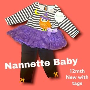 Nannette baby NWT 2 piece Halloween outfit 12mth tutu